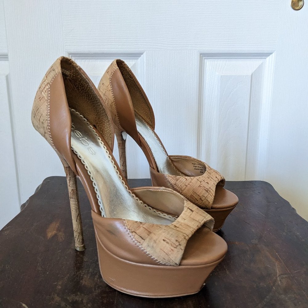 Bebe Cork Platform Stiletto Gem